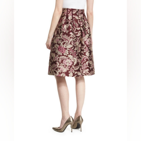 $6,000 NEW OSCAR DE LA RENTA FLORAL JAQUARD BURGUNDY JACKET SKIRT SUIT US L - Picture 14 of 16